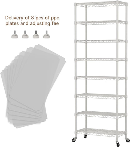 Golpart 4 Tier Adjustable Storage Shelves Metal Utility Shelf Wire Shelving Unit Organizer Rack for Home Kitchen Office Bathroom Pantry Room 12" D x 18" W x 44" H