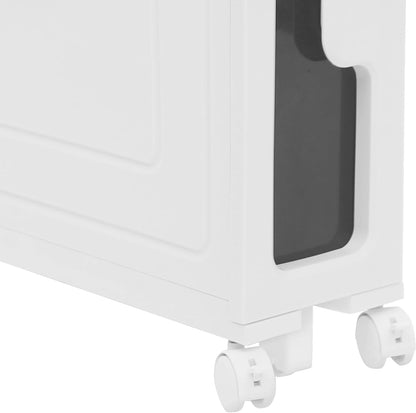 1 Tier Slim Bathroom Storage Cabinet, 15.7" L X 6.3" W X 16.9" H Slim Rolling Cart, 66.14 Lbs Load-Bearing Capacity Narrow Storage Cabinet for Living Room, Kitchen, Bathroom, Office