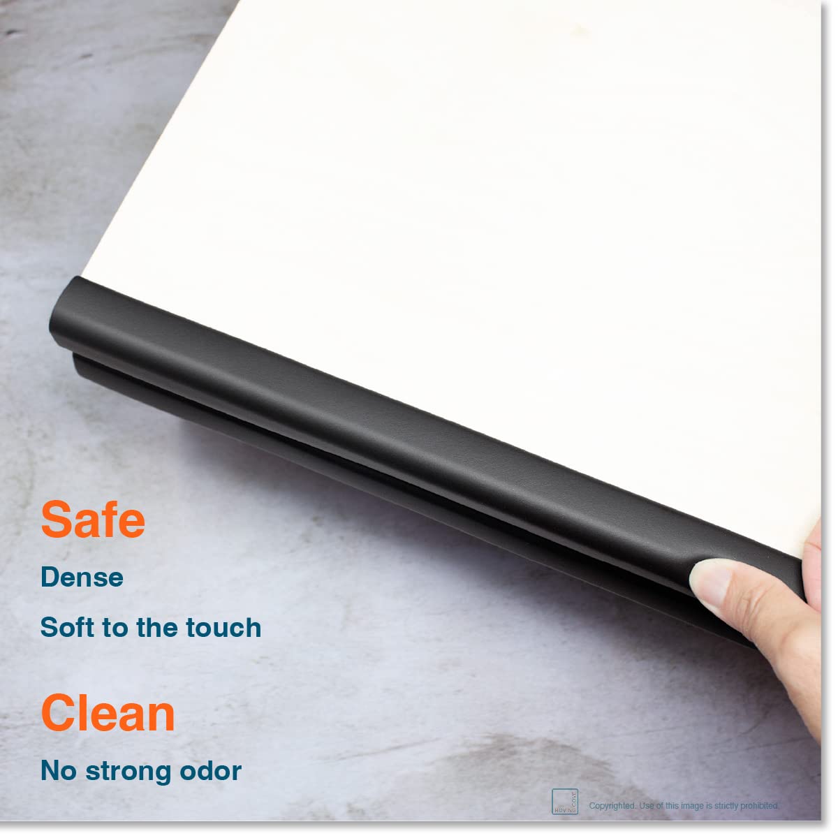 Roving Cove HeftyFit Edge Protector for Baby Proofing (6ft Large Edge Only), Heavy-Duty Soft Furniture Edge Bumper Guards, Desk Edge Cushion, Wall Corner Covers, 3M Adhesive, Oyster White (Off White)