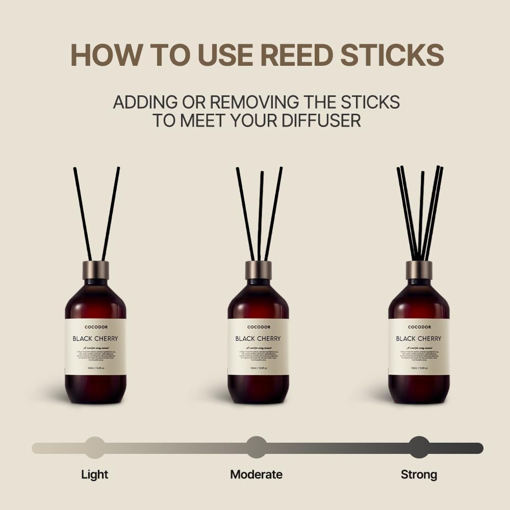 COCODOR Premium Reed Diffuser/Black Cherry /16.9oz /2 Pack/Large Capacity Fragrance Scent Oil Stick Diffuser Set for Bedroom Bathroom Home Décor