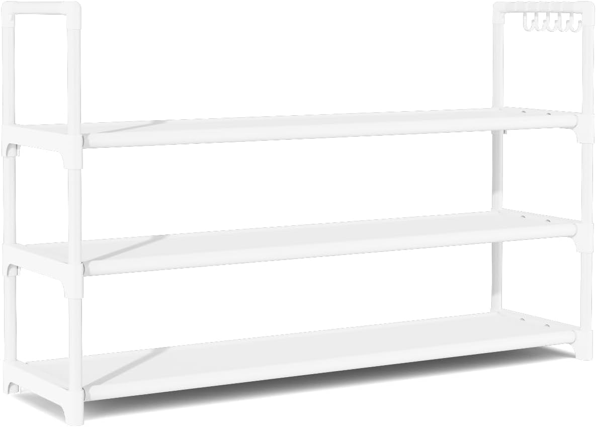 VILICK 5 Tier Shoe Rack with Hook and Side Pocket,Shoe Organizer Space Saver Storage for 20-25 Pair Shoe Storage Shelf Sturdy Free Standing Long Shoe Rack Organizer for Closet,Entryway,Small Spaces