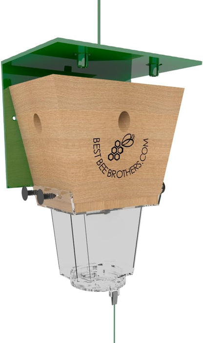 Best Bee Brothers Ultimate Pro Carpenter Bee Trap for Outside with Extra-Large, Clear External Receptacle, Internal Bee Vault & Spring-Loaded Door, 4.2” D x 5.8” W x 7.5” H (2 Pack)