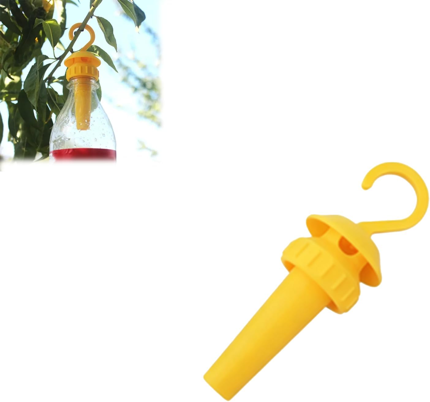 Bottle-Style wasp Trap—Reusable Outdoor Hanging wasp Trap with a Screw-on lid and Hook