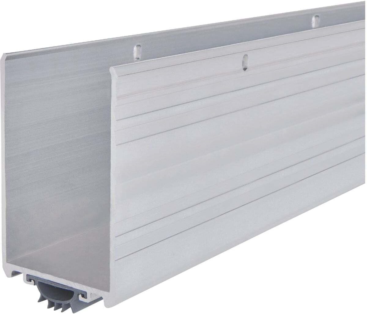 M-D Building Products 68593 U Shaped Aluminum Door Sweep with Vinyl Seal & Kick Plate – Front Door Weather Stripping Bottom Seal, Energy Saving Door Bottom Extender for Exterior Doors, 36 Inch Silver