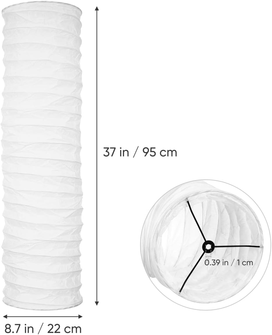 Baluue 37" White Rice Paper Floor Lamp Shade – Glare-Reducing Foldable Cover for Tall Standing Lamps, Eye-Protective Bedroom & Living Room Corner Decor