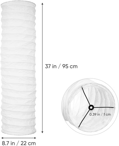 Baluue 37" White Rice Paper Floor Lamp Shade – Glare-Reducing Foldable Cover for Tall Standing Lamps, Eye-Protective Bedroom & Living Room Corner Decor