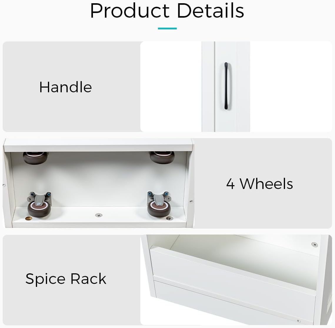 7 Tier multi-functional pull-out storage Cart for Next to Fridge, Rolling Slim Narrow Utility Cart for Small Spaces, Single sided open Spice Rack for Kitchen, Living Room & Narrow Spaces (White)