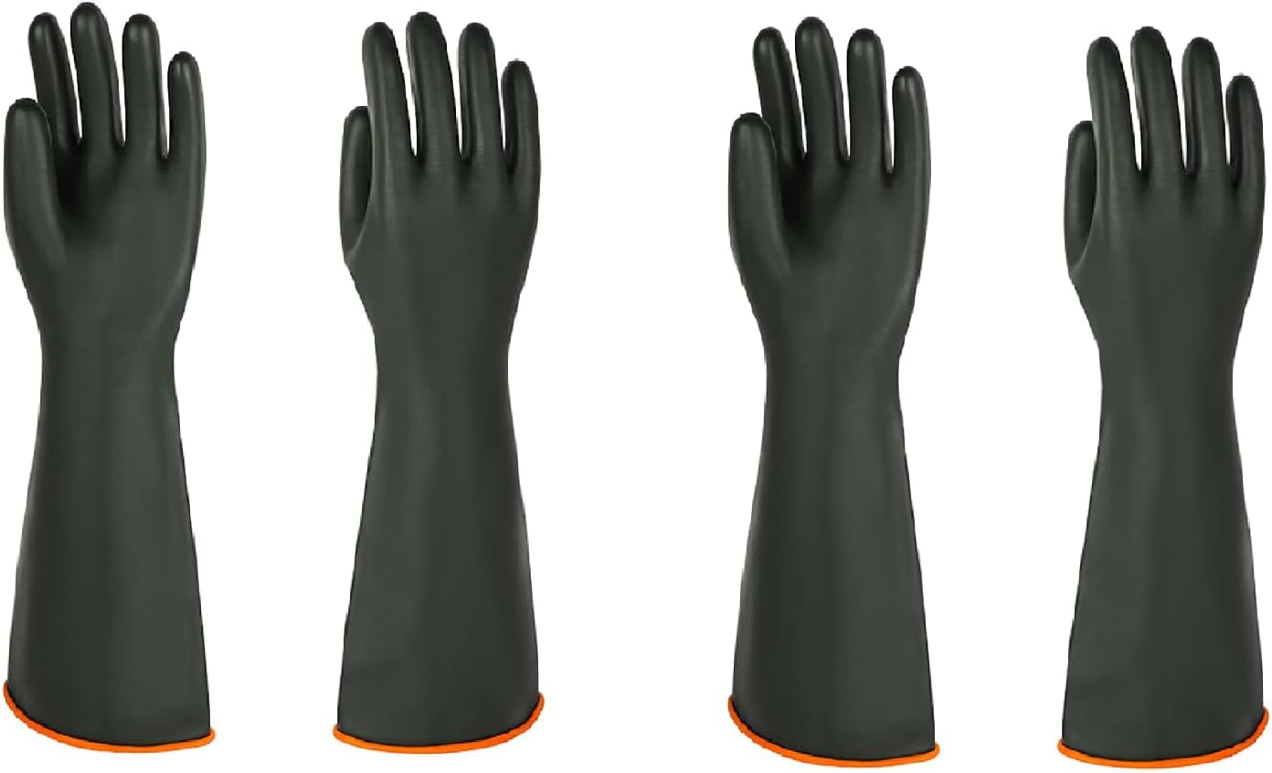 North Tower Heavy-Duty Latex Chemical Resistant Gloves - Reusable Long Rubber Dishwashing Gloves with Forearm Protection for Men - Waterproof, Industrial Safety Gear,18“，1 Pair