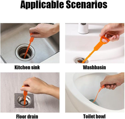 8 Pack 25 Inch Drain Snake Clog Remover Tool,Hair Cleaner for Shower, Kitchen Sink, Bathtub and Bathroom, Flexible Plastic Drain Auger Cleaning Tool