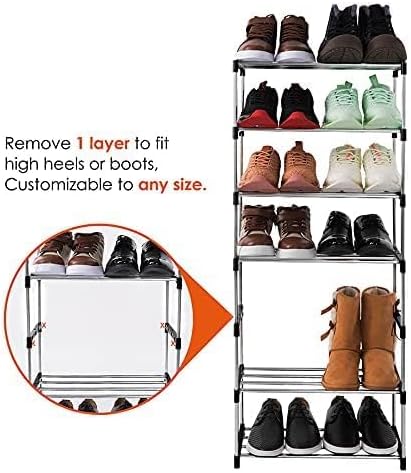 3-Tier Stackable Small Shoe Rack, Lightweight Shoe Shelf Storage Organizer for Entryway, Hallway and Closet(Black)