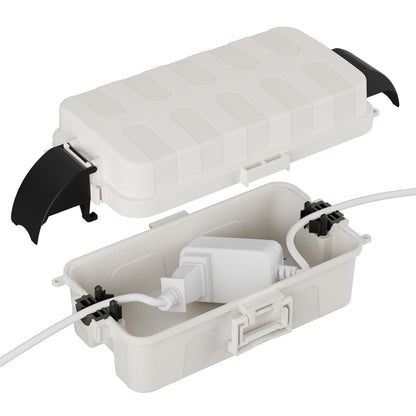FLEMOON IP55 Outdoor Electrical Box Waterproof with Detachable Awning Covers, 7.1 * 3.9 * 2.4 inch Weatherproof Extension Cord Cover, Easy Installation for Outdoor Plug, Outlet, String Lights, Black
