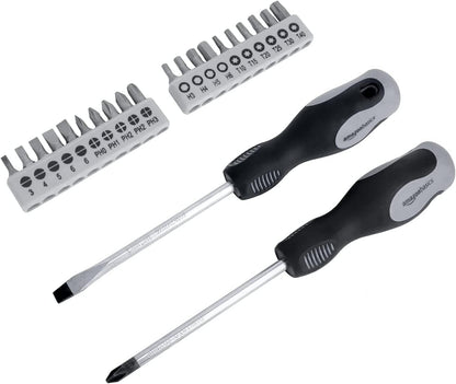 Amazon Basics 173-Piece General Household Hand Tool Set with Storage Case, Portable Tool Kit for Home Maintenance and Everyday Repairs