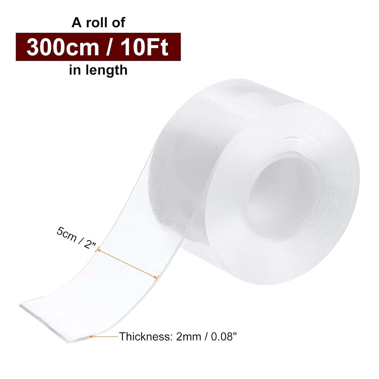 HARFINGTON Double Sided Nano Tape 10FT x 2" x 0.04" Multipurpose Removable Clear Mounting Tape Washable Waterproof Picture Hanging Adhesive Strips for Walls Carpets Posters Decor