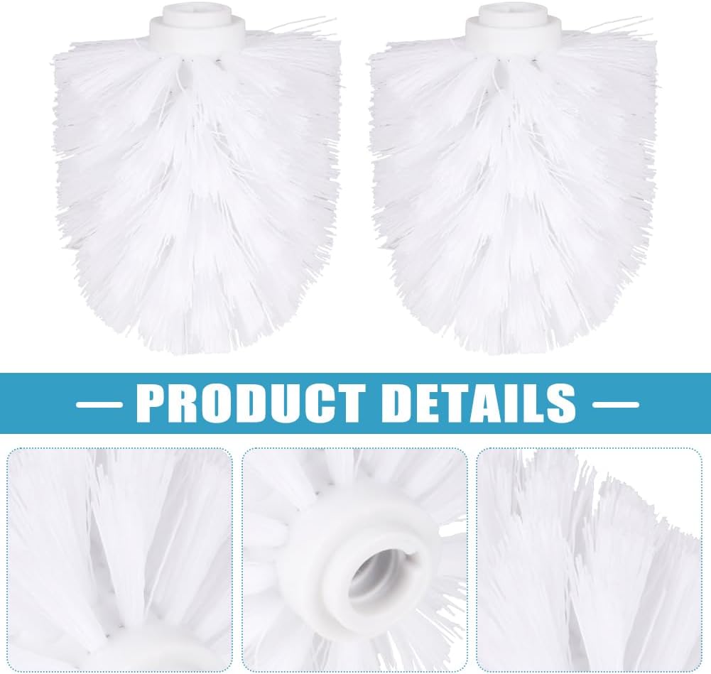 EKDJKK 2PCS Toilet Bowl Brush Replacement Head, Toilet Brush Head Replacement with Durable Stiff Bristles, Cleaning Tool for Home Hotel Bathroom (White)
