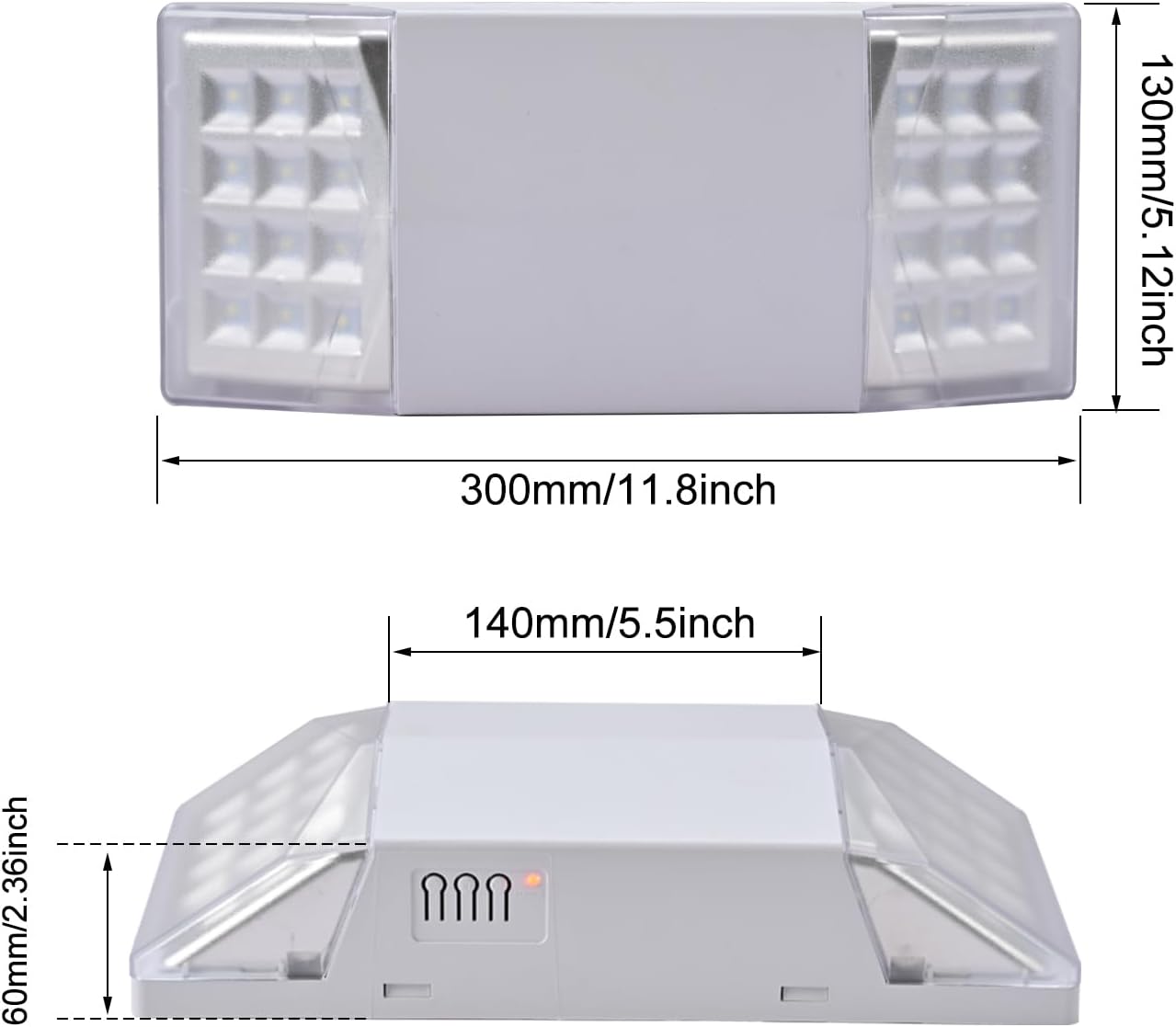 Plug in Emergency Lights for Business Home Power Failure 4Hours 300lm LED Commercial Emergency Light Fixtures with Battery Backup Rechargeable Adjustable Two Heads AC85-277V
