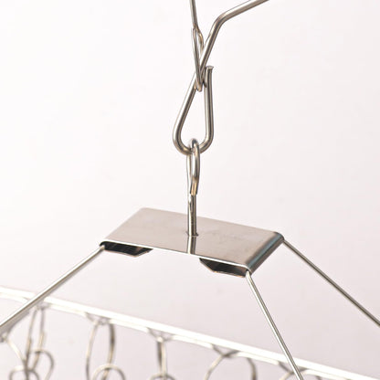 16 Pack 14 inch Stainless Steel Drying Rack with 10 Clips, Sock Drying Rack with Windproof Clips, Stainless Steel Clothes Hanger for Bras, Clothes, Sock & Underwear Towels