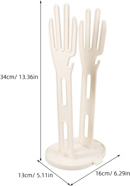 2pcs Kitchen Glove Holder: Reusable Mitten Dryer - Dish Towel Drying Rack - Plastic Palm-Shaped Stand with Side Hook Suction Base for Dishwashing Sink Organizer