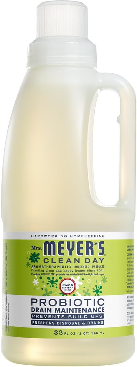 MRS. MEYER'S CLEAN DAY Probiotic Drain Maintenance Liquid, Lavender, Freshens Disposals and Drains, 32 Fl Oz