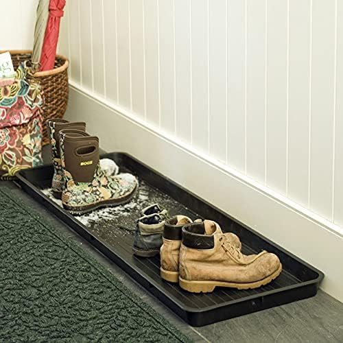 Gardener's Supply Company Entrance Boot Tray | Multi-Purpose All Weather Waterproof Indoor and Outdoor Shoe Mat Made with 100% Durable Recycled Plastic | 22" L x 15.5" W 2" Deep, Black - Size Small