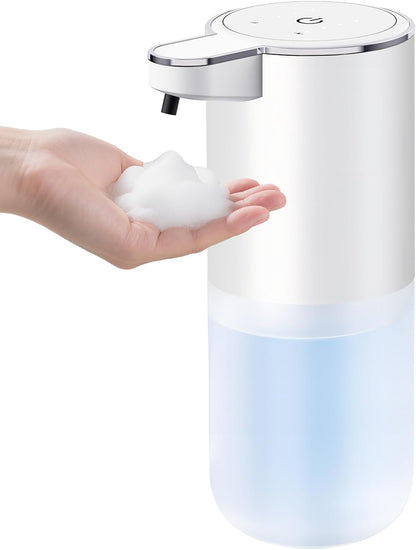 Automatic Soap Dispenser Touchless – 400ml Foaming Hand Soap Dispenser for Bathroom & Kitchen, Wall Mount or Countertop, 4 Adjustable Foam Levels, Rechargeable, IPX5 Waterproof
