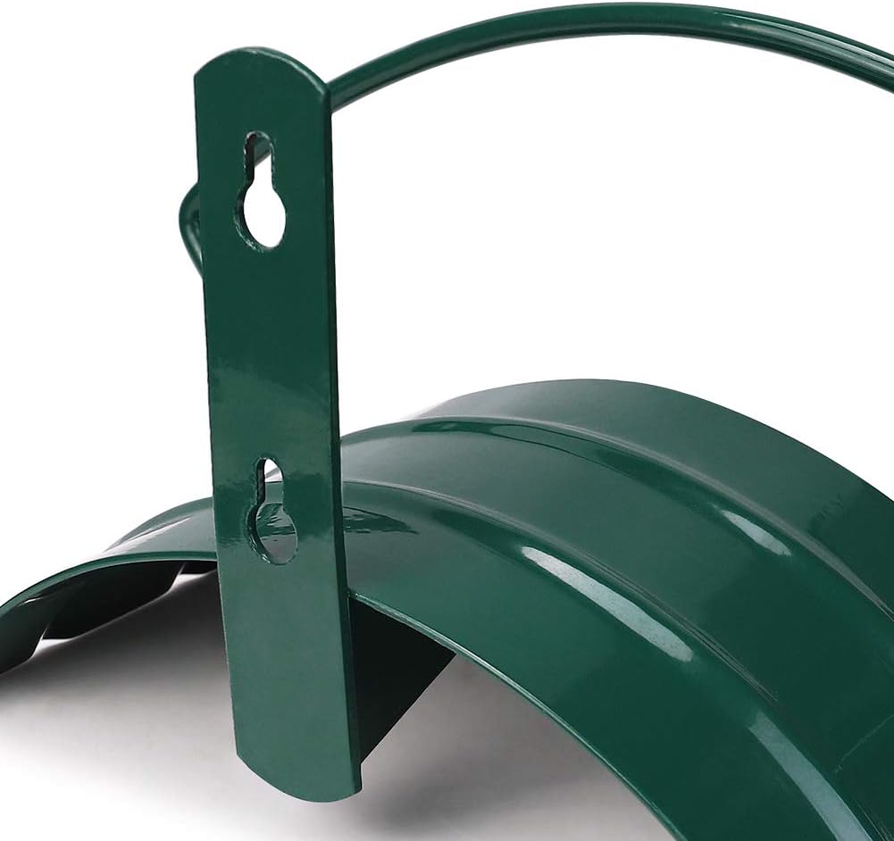 Eastrans Deluxe Wall Mount Garden Hose Hanger Duty Metal Hose Holder Easily Holds 125 3/4’’ Hose Solid Steel Extra Bracing Forest Green