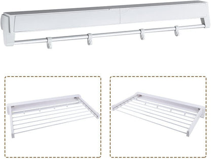 Wall Mounted Drying Rack Clothing for Laundry Foldable, Collapsible Clothes Drying Rack Folding Indoor, Laundry Dryer Hanger Rack with 7 Rods, for Laundry/Bathroom