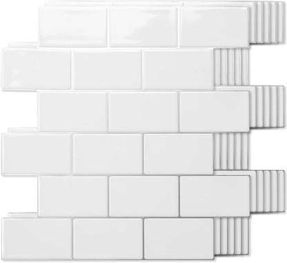 Art3d Peel and Stick Backsplash for Kitchen White Subway (10 Tiles, Thicker Design)
