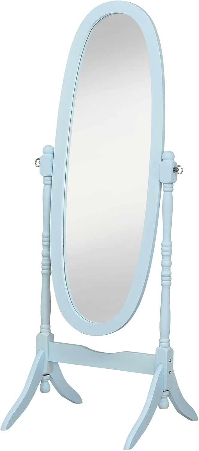 GTU Furniture Swivel Adjustable Full-Length Oval Wood Cheval Stand Floor Mirror(Pink)