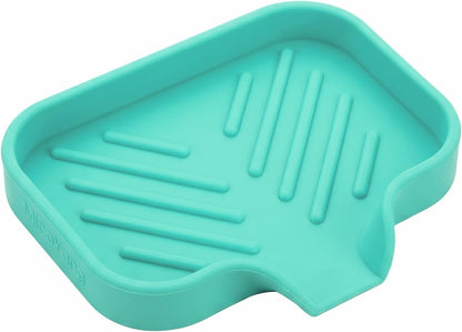 MicoYang Silicone Bathroom Soap Dishes with Drain Spout-Bathroom and Kitchen Sink Organizer,Sponge Holder,Dish Soap Tray,Perfect for Dispenser,Scrubber,Bottle,Cup on Sink or Counter-Coffee 4.9"×3.2"
