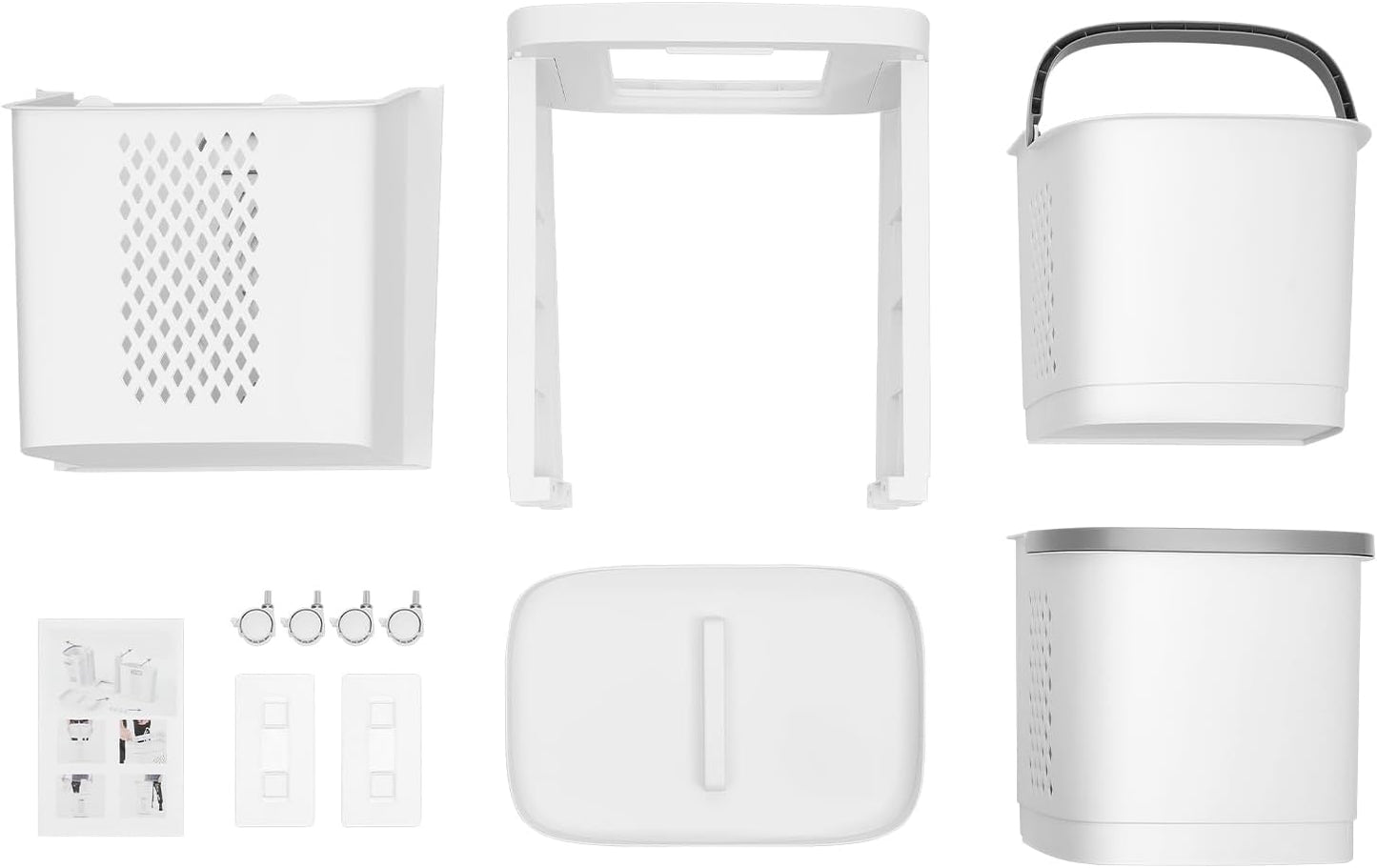 Removable Laundry Basket Organizer,3 Section Laundry Sorter with 4 Wheels,17.3×12.2×29.3in 2-Tier Divided Laundry Hamper with Wheels & Wall-Mountable Baskets,for Bedroom Laundry Room Bathroom