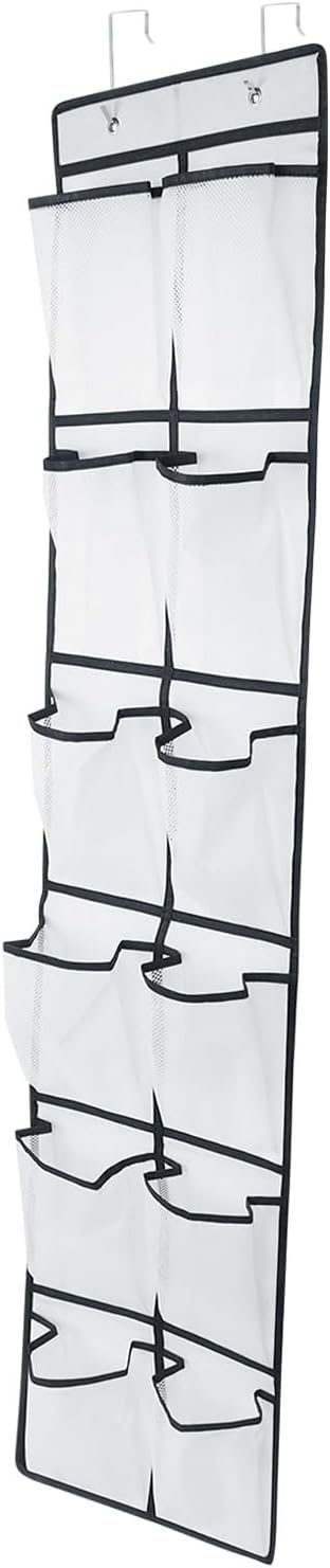 GOMAJI Over the Door 12 Pocket Hanging Shoe Organizer, Gray