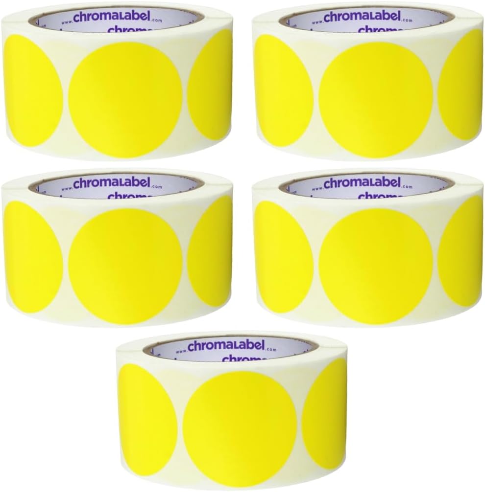 ChromaLabel 2 inch Color-Code Dot Labels | 500/Roll (Yellow)
