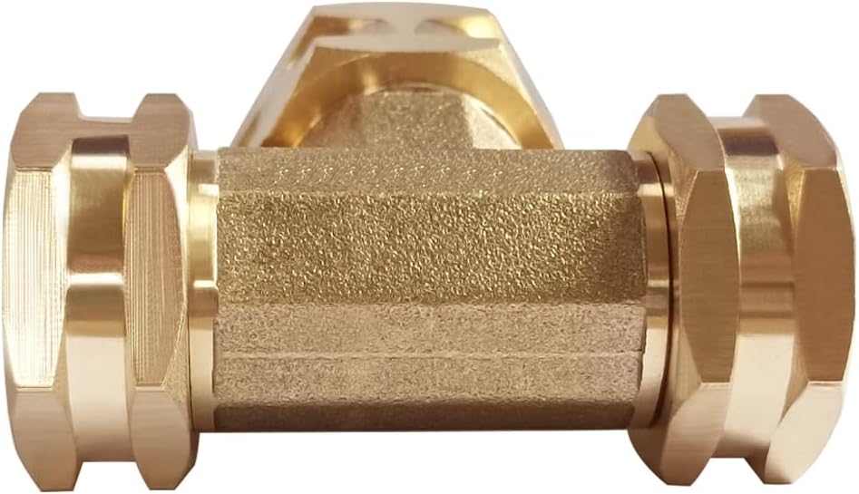 Joywayus 2PCS Brass 3/4" GHT Garden Hose Splitter Body Backyard 2 Way Y Shaped Swivel Connector Threaded Pipe Fitting Coupler Adapter with Washer