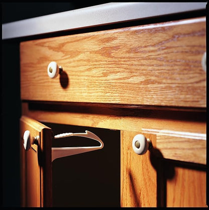 KidCo Adhesive Mount Lock - 4 Pack Drawer Safety Child Proof Cabinet Latches Baby Proofing Drawer Cupboard Locks Child Safety Latch - Easy to Install Baby Proof Cabinet Latches