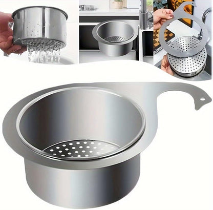 Premium Stainless Steel Kitchen Swan Sink Strainer Basket Hanging Waste Drain Filter Basket Fruit Vegetable Drainer Sponge Rack Storage