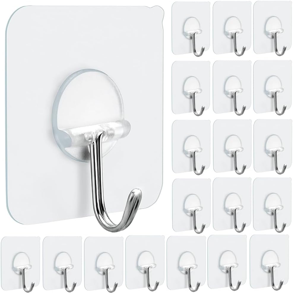 FOTYRIG Adhesive Hooks Heavy Duty, 15lb(Max) 180 Degree Rotating Wall Sticky Hooks for Hanging Wall Hangers Without Nails Seamless Stick on Bathroom Kitchen Office Outdoors-10 Packs