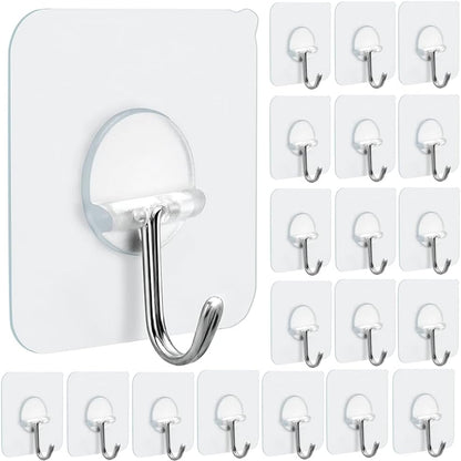 FOTYRIG Adhesive Hooks Heavy Duty, 15lb(Max) 180 Degree Rotating Wall Sticky Hooks for Hanging Wall Hangers Without Nails Seamless Stick on Bathroom Kitchen Office Outdoors-10 Packs