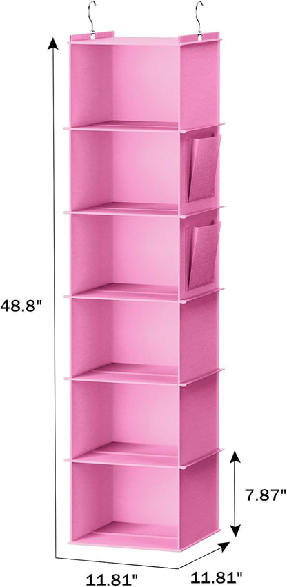 YOUDENOVA Hanging Closet Organizer, 6-Shelf Closet Hanging Storage Shelves, 2 Packs, Grey