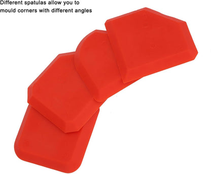 4 PCS Caulking Tool Kit, Silicone Tool, Caulk Smoothing Tool, for Kitchen Bathroom Floor Window Sealant Sealing Sink Joint, Red