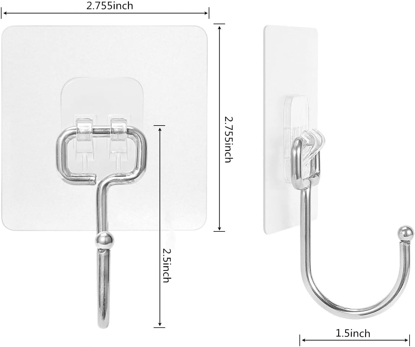 Heavy Duty Adhesive Hooks 33 lb(Max) 15KG,Waterproof and Oilproof Reusable Seamless Hooks Heavy Duty Wall Hook for Kitchen Bathroom Office 24 Pack