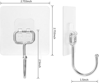 Heavy Duty Adhesive Hooks 33 lb(Max) 15KG,Waterproof and Oilproof Reusable Seamless Hooks Heavy Duty Wall Hook for Kitchen Bathroom Office 24 Pack