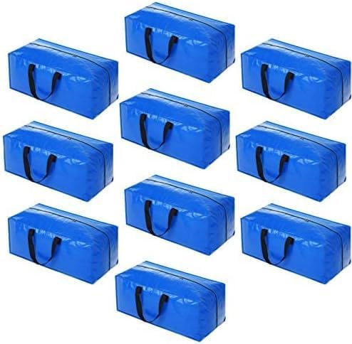 Heavy Duty Extra Large Blue Moving Bags with Strong Zipper Backpack Handles | 4 Pack Clothes Storage Bags Totes Space Saving Moving Boxes Bins Packing Bags for College Dorm Compatible with Ikea Frakta