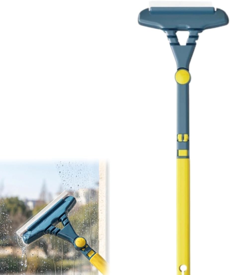 2-in-1 Window Screen Cleaning Brush, No-Disassembly Double-Sided Wiper, Multi-Function Household Cleaner, for Patio, Door, Porch Screens, Glass Windows, Balconies and Hard-to-Reach Areas (Yellow)