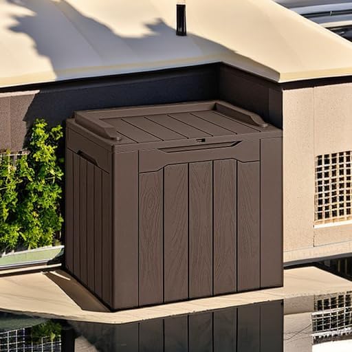 Devoko 30 Gallon Resin Deck Box Waterproof Outdoor Storage Box for Patio Furniture Pool Accessories Indoor Storage for Cushion Garden Tools (30 Gallon, Black)
