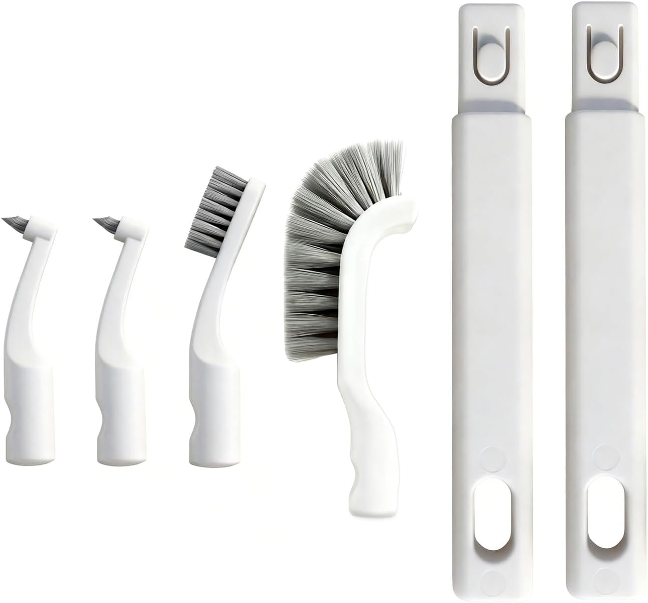 Small Scrub Brush, Hard Bristle Crevice Cleaning Brush Set with 6Pcs Brush Heads & 2Pcs Handles, Multifunctional Grout Scrubber Tools for Kitchen, Bathroom, Sink, Corner, Mug and Blender