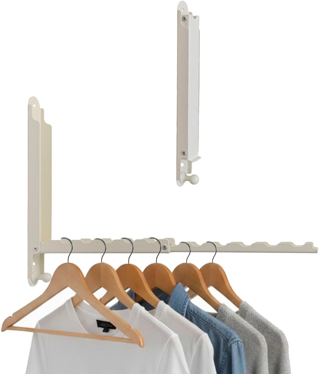 Foldable Clothes Drying Rack Heavy Duty Wall Mounted 2 Pack for Laundry | Metal Non-slip Rust-proof Clothing Rack Closet Organizer Essential for Bedroom Laundry Room