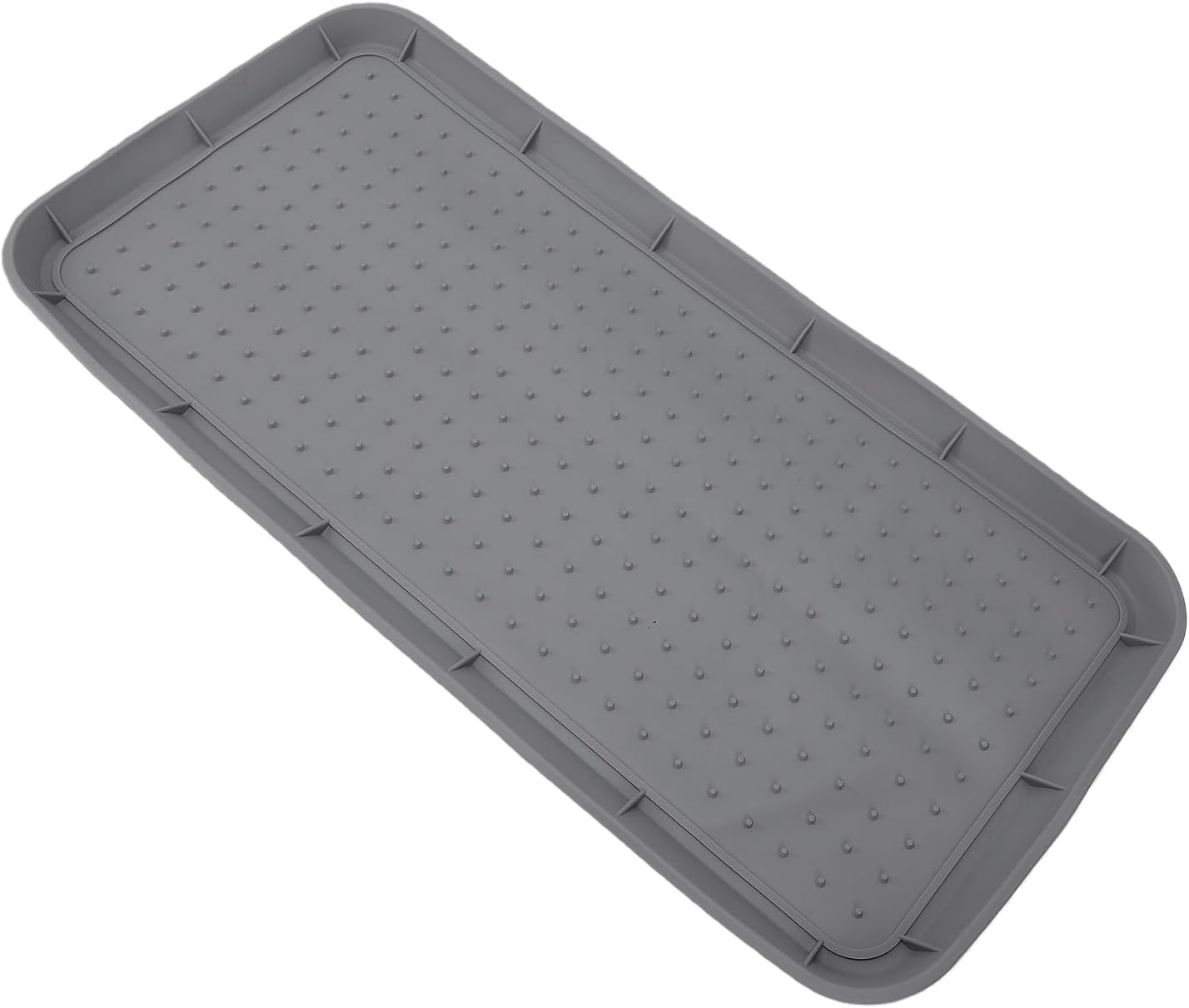 Bewinner Non Slip Silicone Shoe Tray with Raised Lip Heavy Duty Boot Mat Organizer for Entryway, 30x15 Inch Indoor Outdoor Use - Boot Tray for Front Door, Mudroom, Drying Shoes & Pet (Grey)