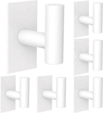 VAEHOLD Wall Towel Hooks, Heavy Duty Sticky Holder Waterproof Towel Hooks for Hanging Coat, Clothes, Closet Hook Wall Mount for Kitchen (Silver, 4 Pack)