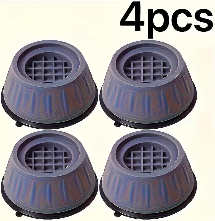 4 Pack Washing Machine Anti-Vibration Pads, Shock Absorption Noise Reduction Feet, Waterproof Anti-Slip Silencer Mat for Washer and Dryer, Sturdy Riser Support for Stable Laundry Appliance