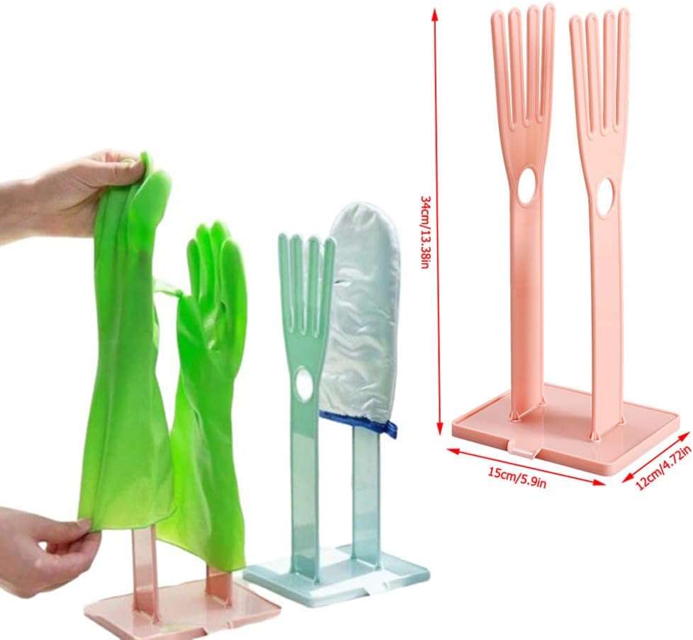 2 Pack Household Gloves Holder Rack Organizer Household Cleaning Glove Drying Rack for Rubber Kitchen Dishwashing Gloves Reusable Pet Grooming Brush with Long Sleeve Waterproof Glove